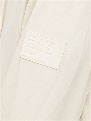 EA7 EMPORIO ARMANI Felpa con cappuccio EA7 Core Identity Unisex in misto viscosa stretch avorio in UOMO
