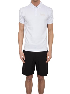 EA7 EMPORIO ARMANI Polo a maniche corte Ea7 Gold Label in jersey di viscosa bianco in UOMO