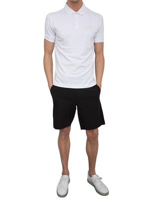 EA7 EMPORIO ARMANI Polo a maniche corte Ea7 Gold Label in jersey di viscosa bianco in UOMO