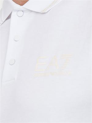 Polo uomo Ea7 Emporio Armani Gold Label in jersey di viscosa bianca in UOMO