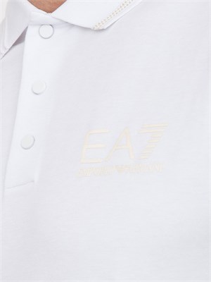 EA7 EMPORIO ARMANI Polo a maniche corte Ea7 Gold Label in jersey di viscosa bianco in UOMO
