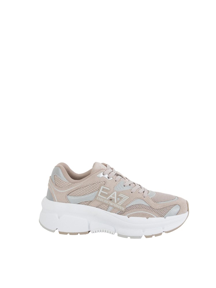 EA7 EMPORIO ARMANI Sneaker beige Emporio Armani in suede e tessuto tecnico