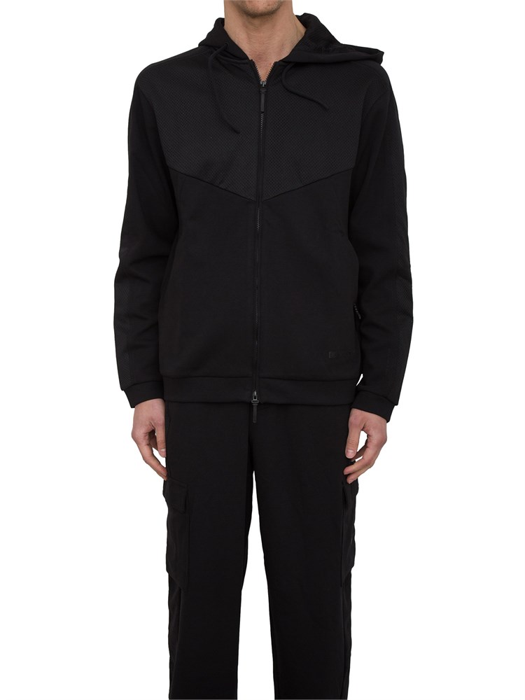 EA7 EMPORIO ARMANI Felpa EA7 con cappuccio in misto cotone nero