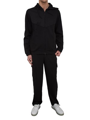 EA7 EMPORIO ARMANI Felpa EA7 con cappuccio in misto cotone nero in UOMO