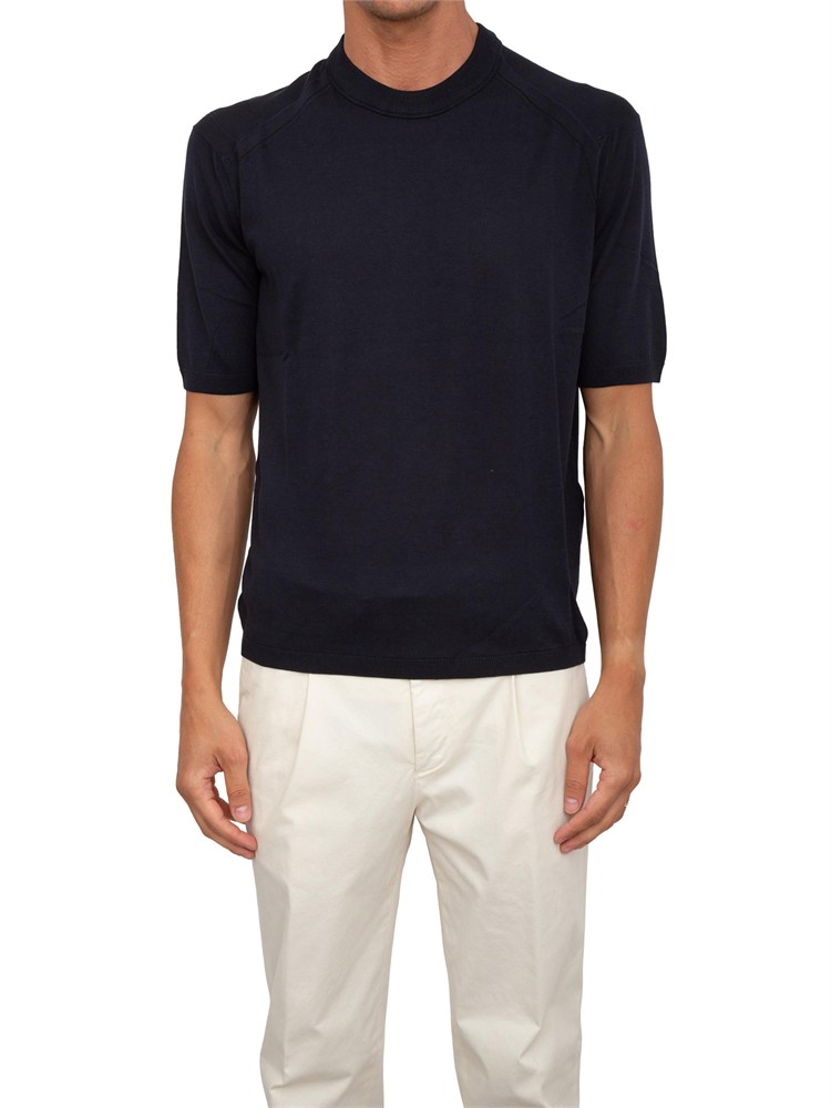 Maglia uomo Emporio Armani in misto cotone, seta e lyocell blu