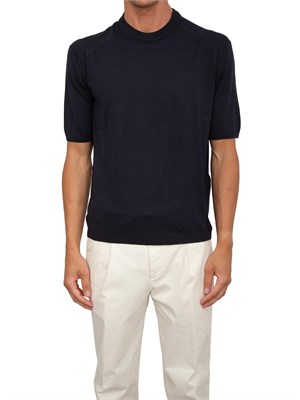 Maglia uomo Emporio Armani in misto cotone, seta e lyocell blu in UOMO