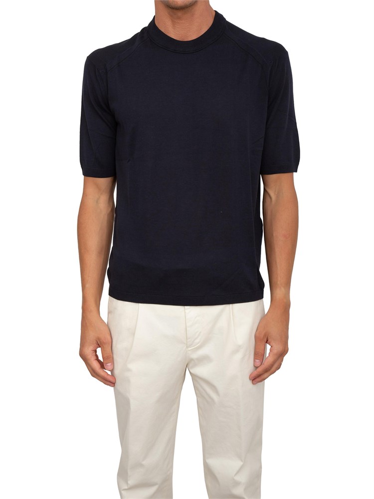 Maglia uomo Emporio Armani in misto cotone, seta e lyocell blu