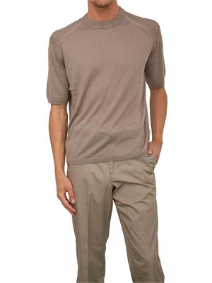 Maglia uomo Emporio Armani in misto cotone, seta e lyocell beige tortora in UOMO