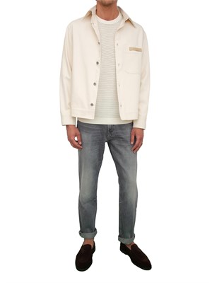 Maglione bianco Emporio Armani uomo con trama effetto micro traforato in UOMO