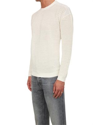 Maglione bianco Emporio Armani uomo con trama effetto micro traforato in UOMO