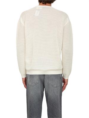 Maglione bianco Emporio Armani uomo con trama effetto micro traforato in UOMO