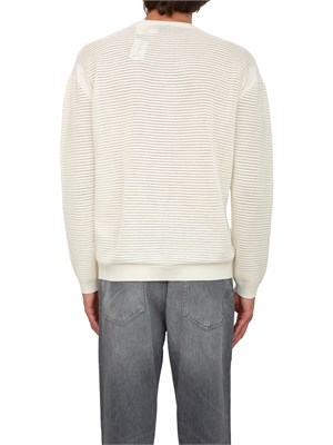 Maglione bianco Emporio Armani uomo con trama effetto micro traforato in UOMO