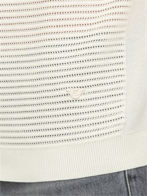 Maglione bianco Emporio Armani uomo con trama effetto micro traforato in UOMO
