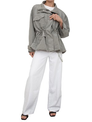 Pantaloni cinque tasche bianchi Pinko modello largo loose fit con catena gioiello in DONNA