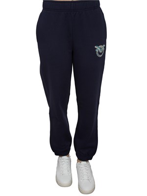 Pantalone tuta blu Pinko con gioiello Love Birds in DONNA