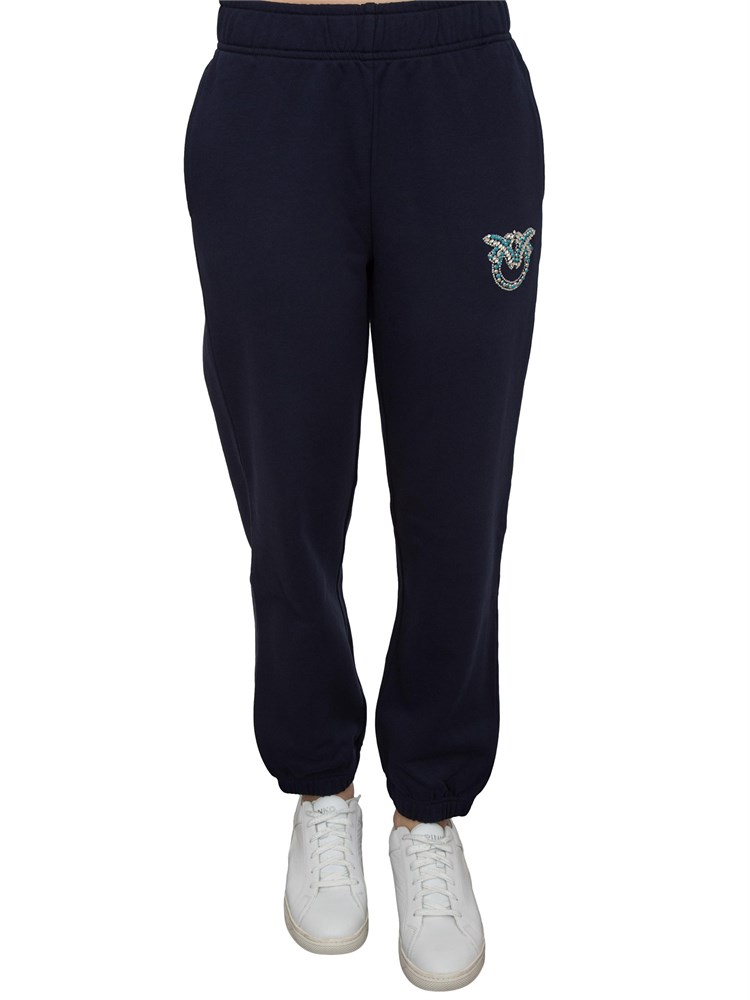 Pantalone tuta blu Pinko con gioiello Love Birds