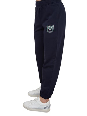 Pantalone tuta blu Pinko con gioiello Love Birds in DONNA