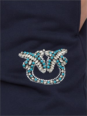 Pantalone tuta blu Pinko con gioiello Love Birds in DONNA