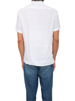 Camicia manica corta Boss uomo in lino bianco e collo botton down in UOMO