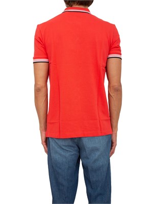 Polo rossa Boss uomo in piqué di cotone con logo in UOMO