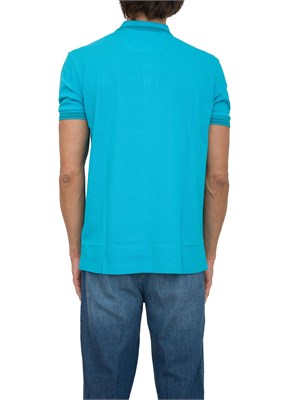 Polo Boss azzurro paddy in piqué di cotone con logo sul sottocollo in UOMO