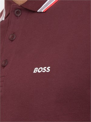 Polo Boss bordeaux paddy in piqué di cotone con logo sul sottocollo in UOMO