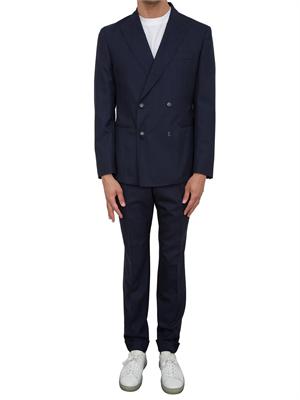 Abito Boss in lana vergine mélange blu con elasticità naturale in UOMO