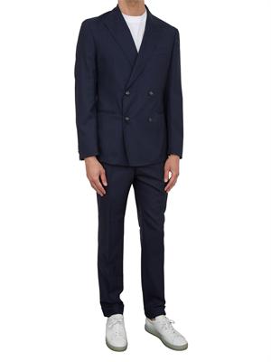 Abito Boss in lana vergine mélange blu con elasticità naturale in UOMO