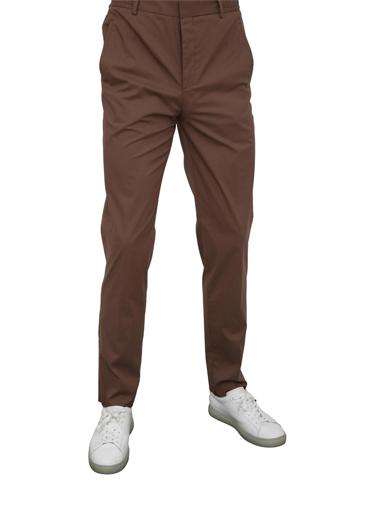 Pantalone chino Corneliani marrone in misto cotone