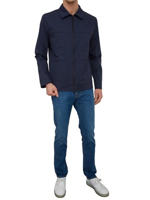 Giubbino blu Corneliani in tessuto tecnico anti pioggia e anti piega in UOMO