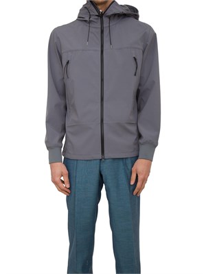 Giubbino uomo grigio C.P. Company antipioggia e antivento full zip con cappuccio in UOMO