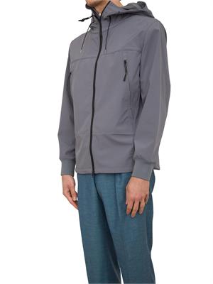 Giubbino uomo grigio C.P. Company antipioggia e antivento full zip con cappuccio in UOMO