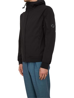 Giubbino nero C.P. Company full zip doppio cursore e cappuccio regolabile in UOMO