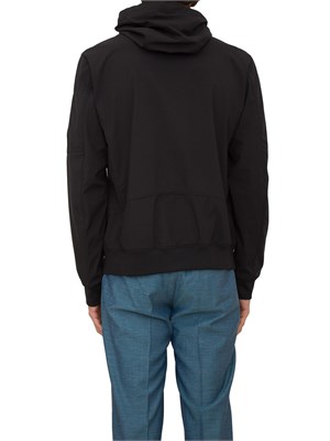 Giubbino nero C.P. Company full zip doppio cursore e cappuccio regolabile in UOMO