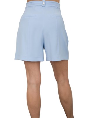 Shorts celesti Patrizia Pepe tessuto crêpe con pinces in DONNA