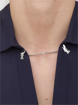 Casacca blu smanicata Patrizia Pepe dettagli Fly e catena sul collo in DONNA