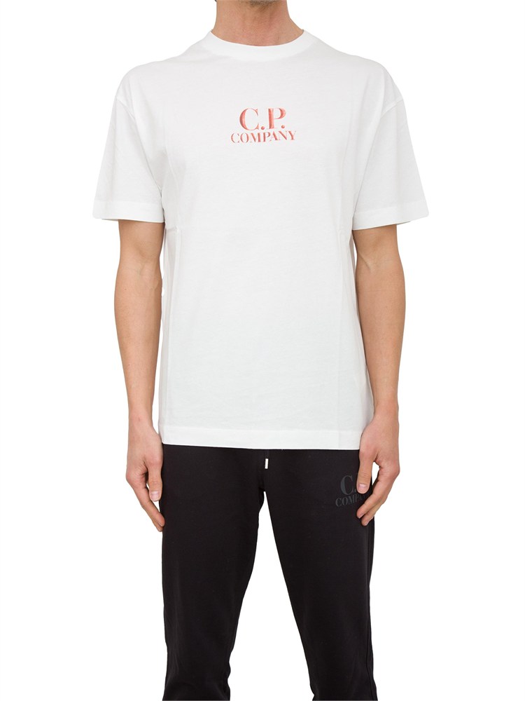 T-shirt bianca C.P. Company in cotone con stampa avanti e dietro