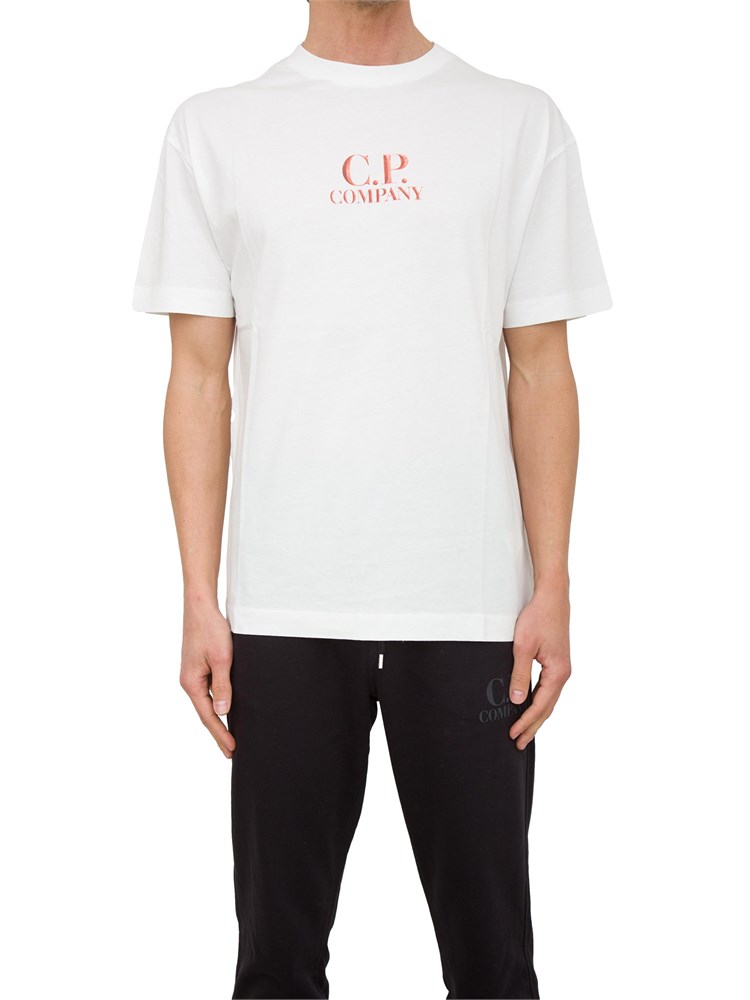 T-shirt bianca C.P. Company in cotone con stampa avanti e dietro