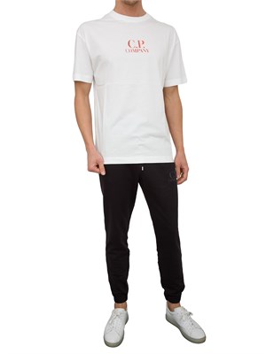 T-shirt bianca C.P. Company in cotone con stampa avanti e dietro in UOMO