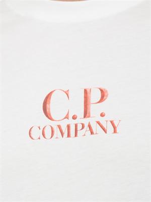 T-shirt bianca C.P. Company in cotone con stampa avanti e dietro in UOMO