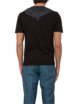 T-shirt nera uomo C.P. Company in cotone con cappuccio Goggle stampato dietro in UOMO
