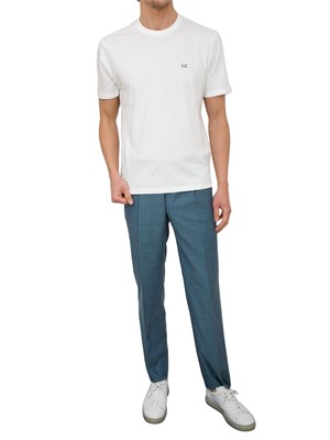 T-shirt bianca uomo C.P. Company in cotone con cappuccio Goggle stampato dietro in UOMO