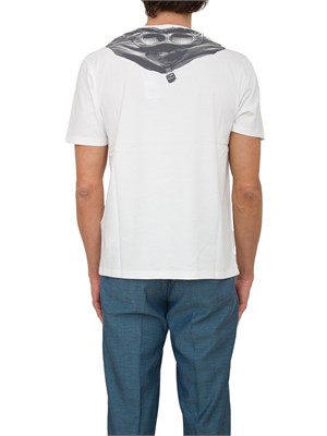 T-shirt bianca uomo C.P. Company in cotone con cappuccio Goggle stampato dietro in UOMO