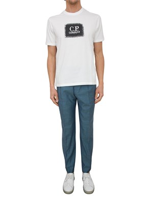 T-shirt bianca girocollo C.P. Company in cotone con logo stampato in UOMO