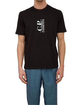 T-shirt uomo nera C.P. Company in cotone con stampa logo in UOMO