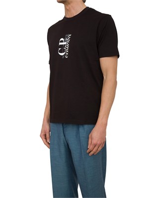 T-shirt uomo nera C.P. Company in cotone con stampa logo in UOMO
