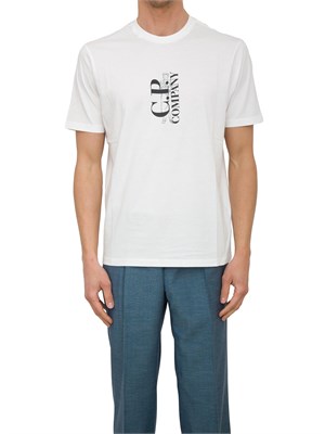 T-shirt uomo bianca C.P. Company in cotone con stampa logo in UOMO