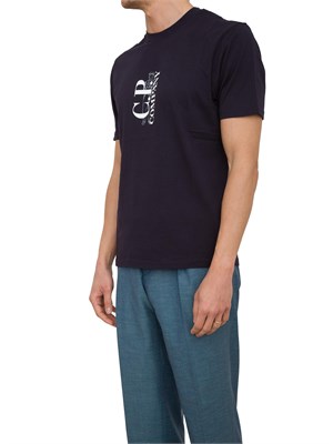 T-shirt uomo blu C.P. Company in cotone con stampa logo in UOMO