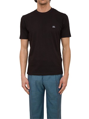 T-shirt nera uomo C.P. Company in cotone con logo a contrasto in UOMO