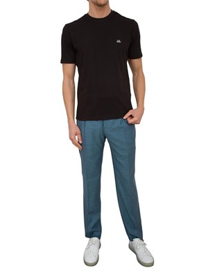 T-shirt nera uomo C.P. Company in cotone con logo a contrasto in UOMO